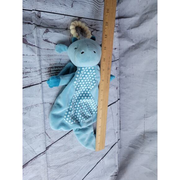 Douglas Baby Dragon Teether Plush Stuffed Animal Toy Security Blanket Blue Sleep - Picture 7 of 7